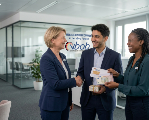 Neues vbob Mitglied wird mit Präsenten Willkommen geheißen Neues vbob Mitglied wird mit Präsenten Willkommen geheißen
