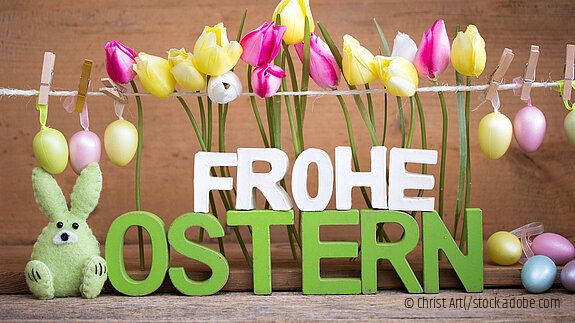 Frohe Ostern Text mit Wiese Banner vbob Ostergruß